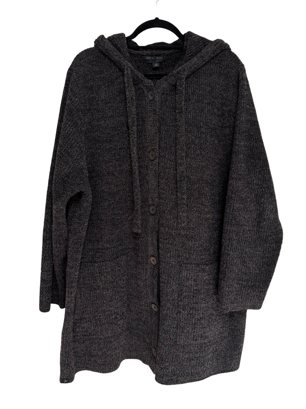 Barefoot Dreams CozyChic Button Up Hooded Coat in Carbon Gray - Size 3X